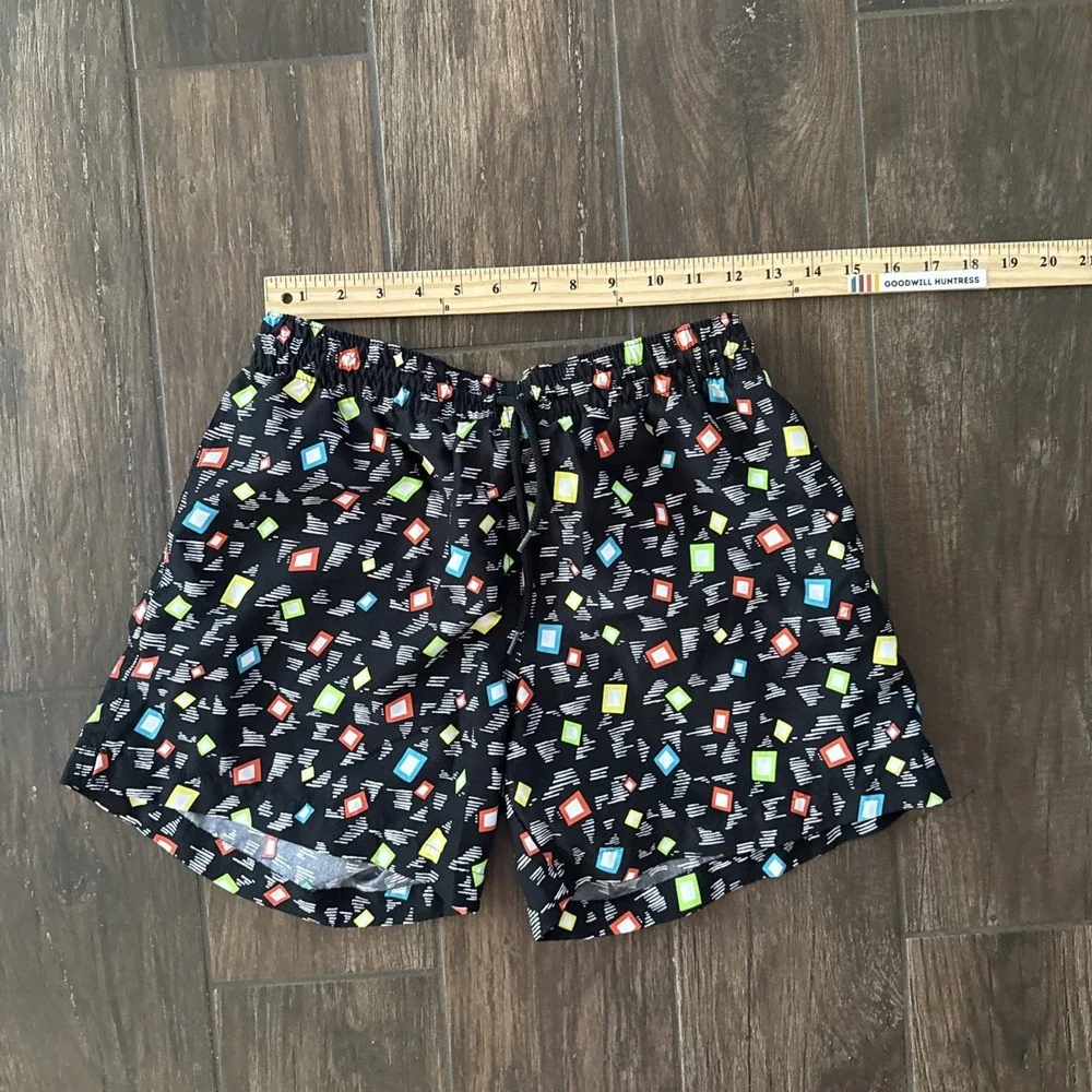 Chubbies Swim Trunks Men Small Black Graphic Print Lined Drawstring Made in USA
